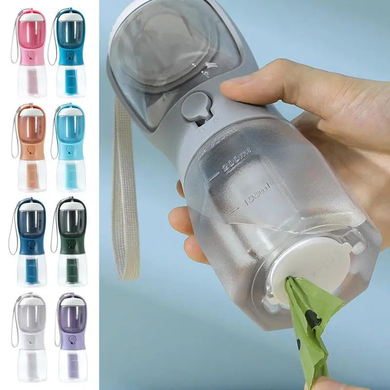 3-in-1 Portable Dog Water Bottle β With Food Container & Waste Bag Dispenser