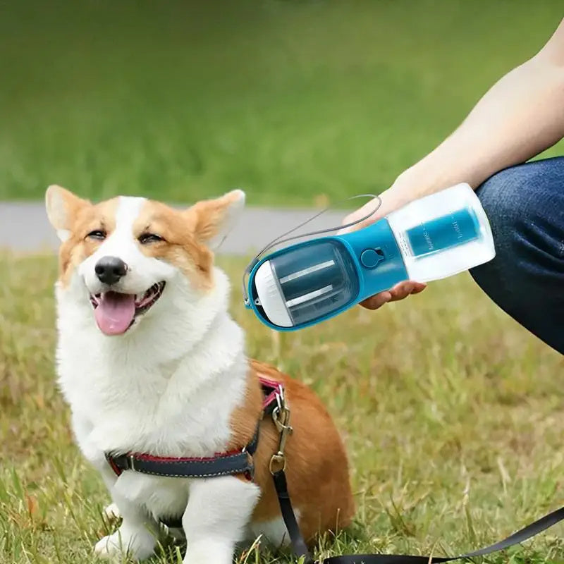 3-in-1 Portable Dog Water Bottle β With Food Container & Waste Bag Dispenser