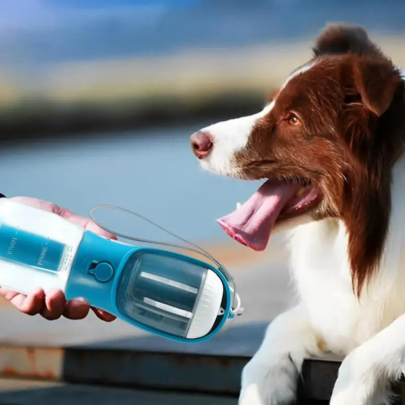 3-in-1 Portable Dog Water Bottle – With Food Container & Waste Bag Dispenser